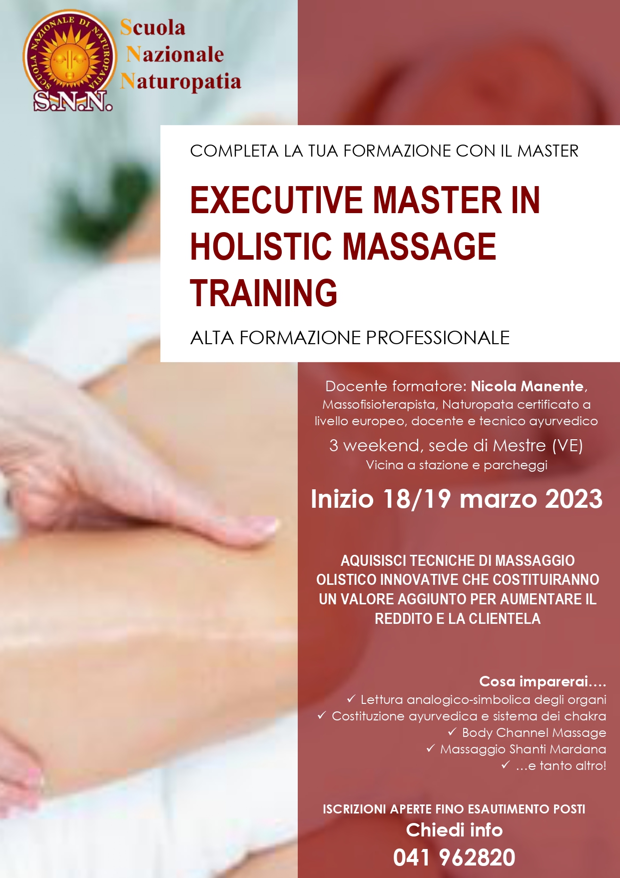 Scegli l'alta formazione professionale, acquisisci tecniche di massaggio innovative!